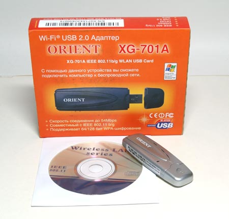 Комплект поставки Wi-Fi адаптера Orient XG-701A